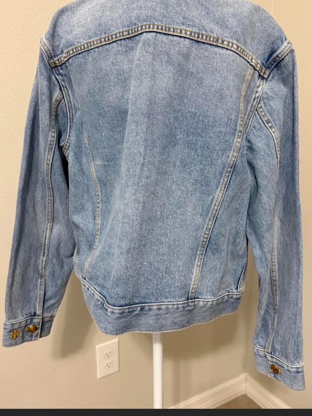 NWT! Tory Burch Light Wash Denim Overalls in Pale Blue with Gold Hardware
